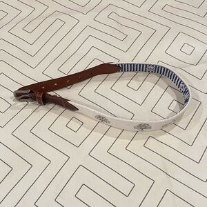 Peter Millar Canvas Embroidered "The Club at Houston Oaks" Belt